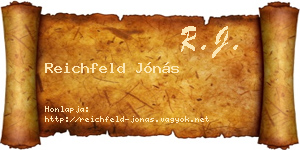Reichfeld Jónás névjegykártya